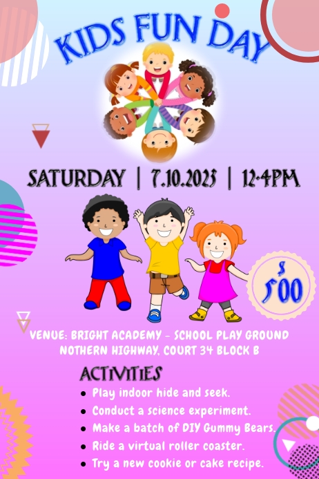 KIDS FUN DAY POSTER Template | PosterMyWall