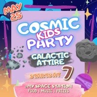 Purple Cosmic Kids Party Publicação no Instagram Template