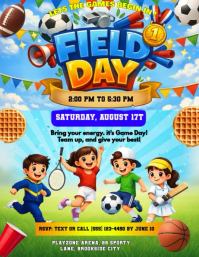 School Sports Day Fun Field Day Flyer Рекламная листовка (US Letter) template
