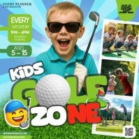 Kids Golf Golfing lessons video ad design template Cuadrado (1:1)