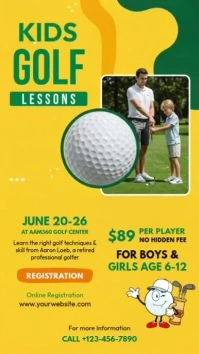 Kids Golf Lessons Pantalla Digital (9:16) template