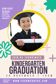 Hvid Kindergarten Graduation Poster Template