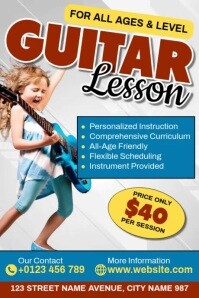 Kids Guitar Lesson Ads Poster template