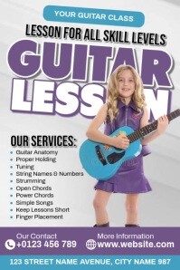 Kids Guitar Lesson Poster template