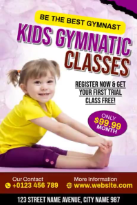 White Kids Gymnastics Classes Poster Template