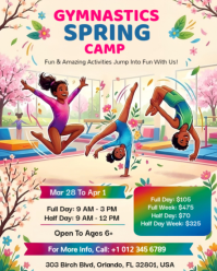 Kids Gymnastics Spring Break Camp Flyer Template Instagram Portrait