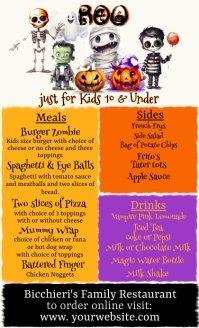 Orange Kids Halloween Menu US Legal формат US Legal Template