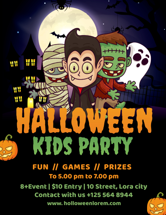 kids halloween party poster