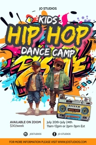 KIDS HIP HOP DANCE CAMP POSTER template