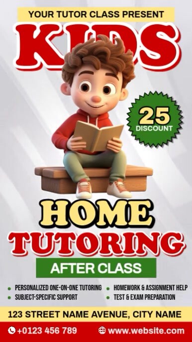 Kids Home Tutoring Instagram Reel template