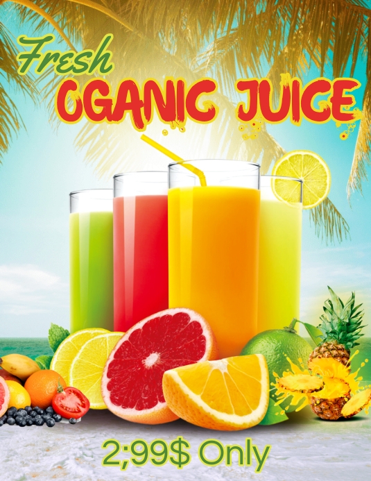 kids juice project flyer Folheto (US Letter) template