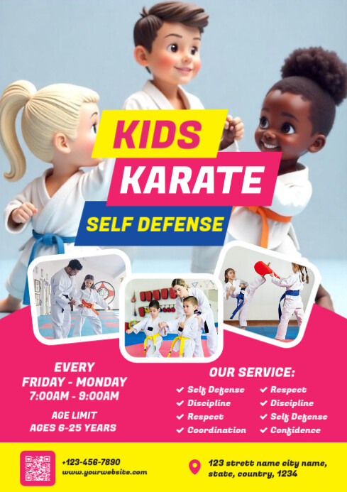 Kids Karate Class Flyer A4 template