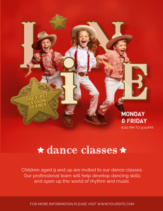 kids line dance flyer template Volantino (US Letter)