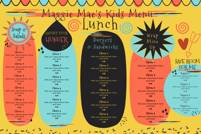 Kids Lunch Menu Templat | PosterMyWall