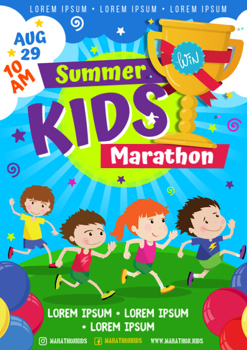 KIDS MARATHON POSTER A4 template