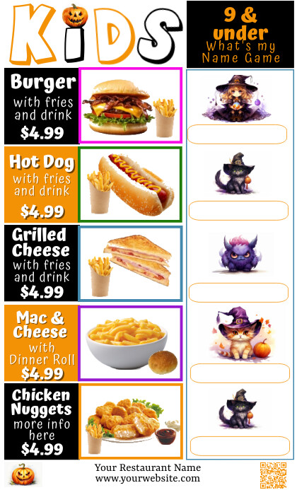 Kids Menu Games Template
