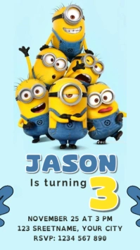 Kids Minions Birthday Digital Display (9:16) template