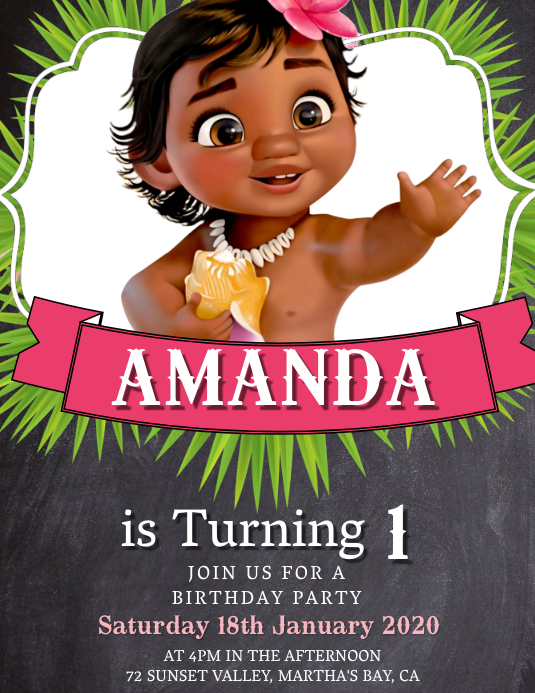 Kids Moana Birthday Invitation Template Postermywall Kids Moana Birthday Invitation Template Postermywall