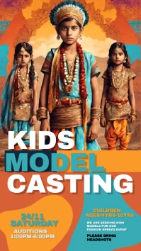 Kids model casting call poster Templates Instagram-verhaal