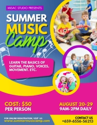 Pink Summer Music Camp Educational Flyer template