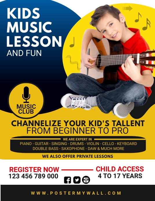 Kids Music Lesson Flyer Template PosterMyWall