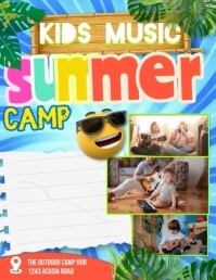 White Kids Music Summer Camp 传单(美国信函) Template