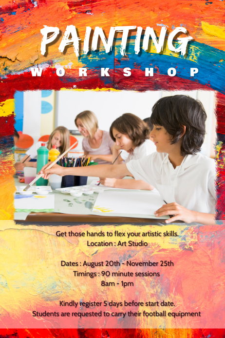 Kids painting workshop poster Póster template