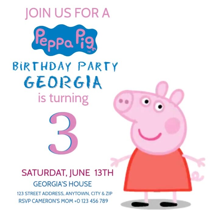 Modele Pour Enfants Anniversaire Peppa Pig Postermywall Modele Pour Enfants Anniversaire Peppa Pig Postermywall