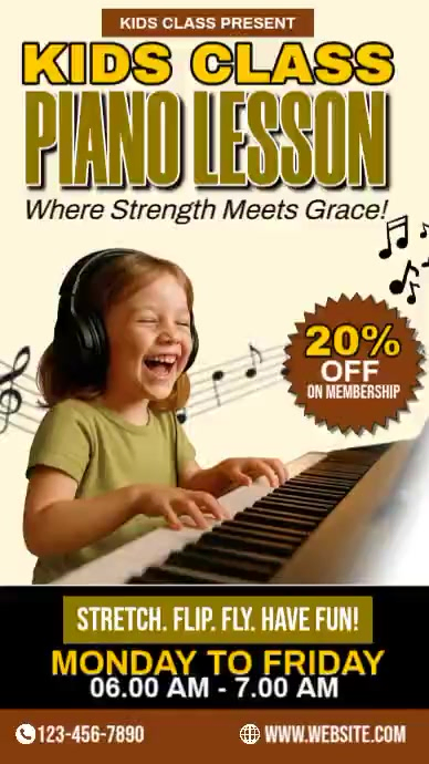 Kids Piano Lessons Template | PosterMyWall