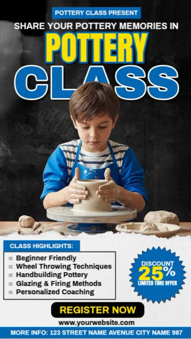 Kids Pottery Class Instagram Reel template
