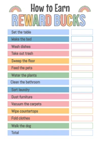 Kids Reward Bucks Printable A6 template