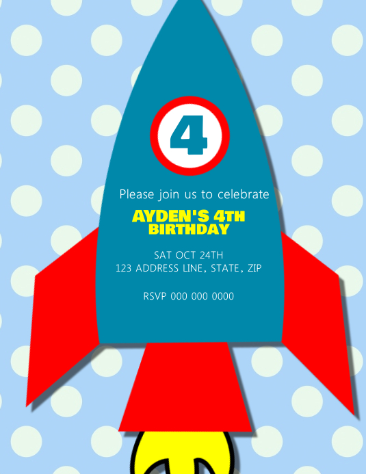 Little Rockets Invitations Kids Rocket Birthday Party Invitation Template | PosterMyWall