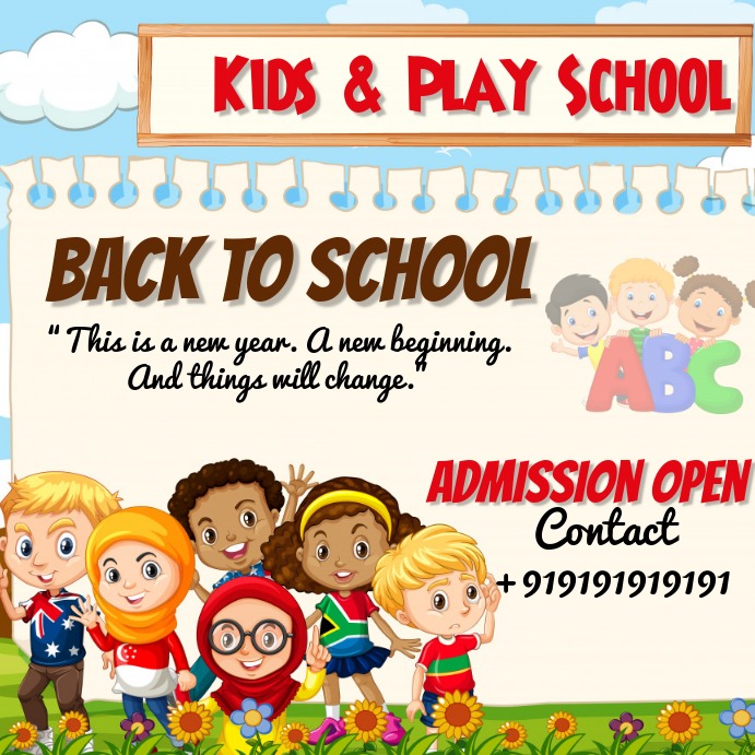 Kids School - Admission Open โพสต์บน Instagram template