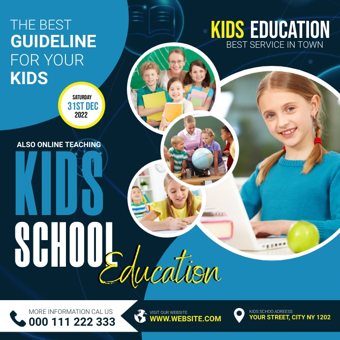 kids school flyer Publicação no Instagram template