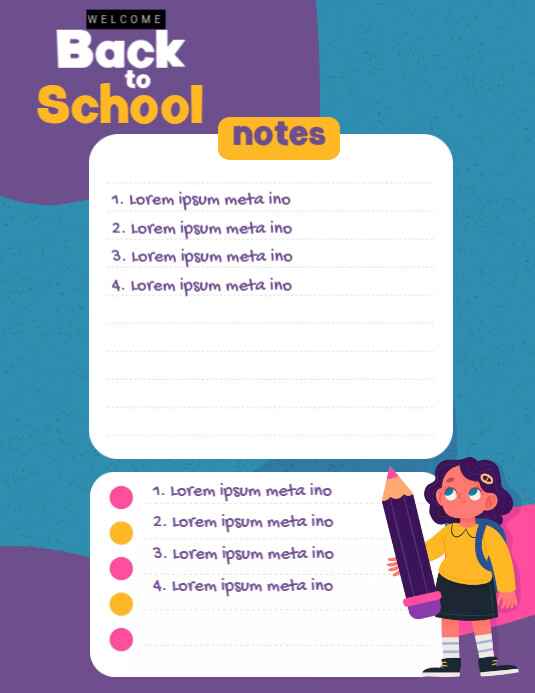 School File Notes Kids School Notes Template | PosterMyWall