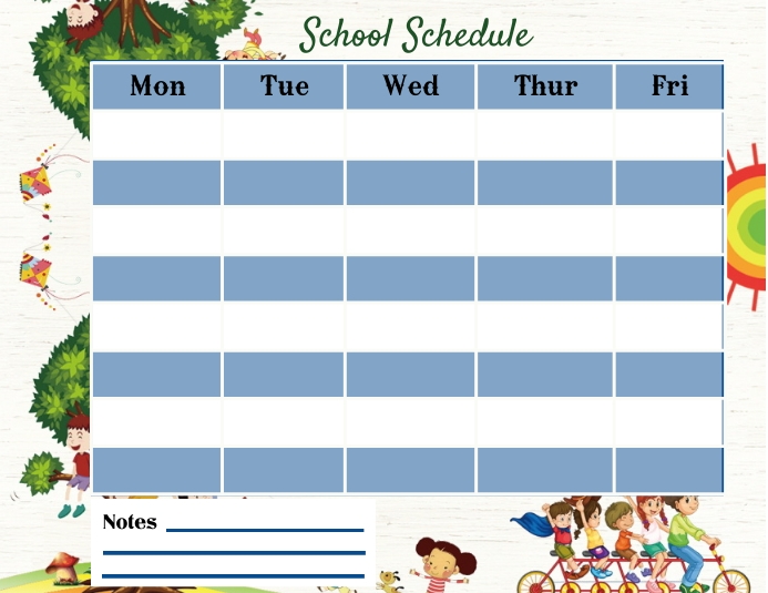 Kids School Schedule Template PosterMyWall