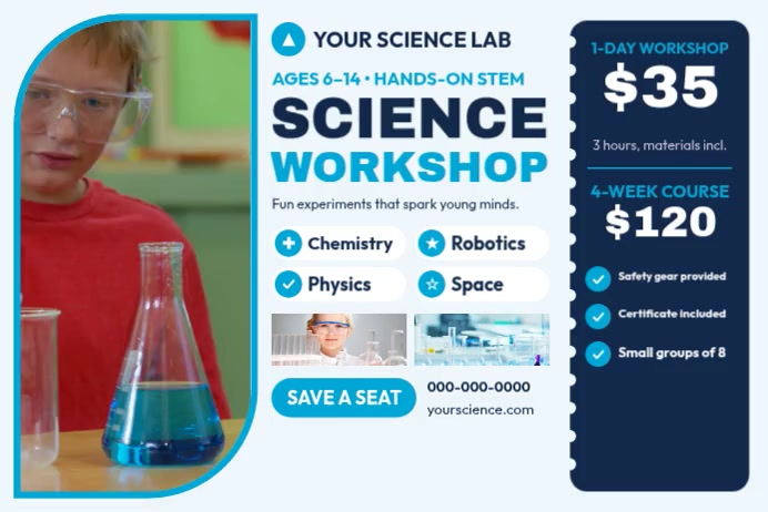 Kids Science Workshop Poster Template | PosterMyWall