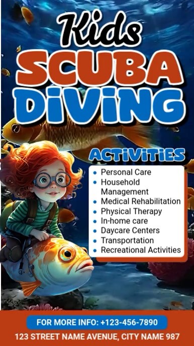 Kids Scuba Diving Facebook Story template
