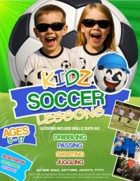 Kids SOCCER lessons video ad design template Pamflet (VSA Brief)