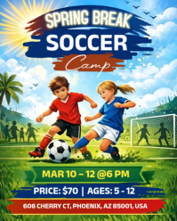 Kids Spring Break Soccer Camp Registration Flyer Template Instagram Portrait
