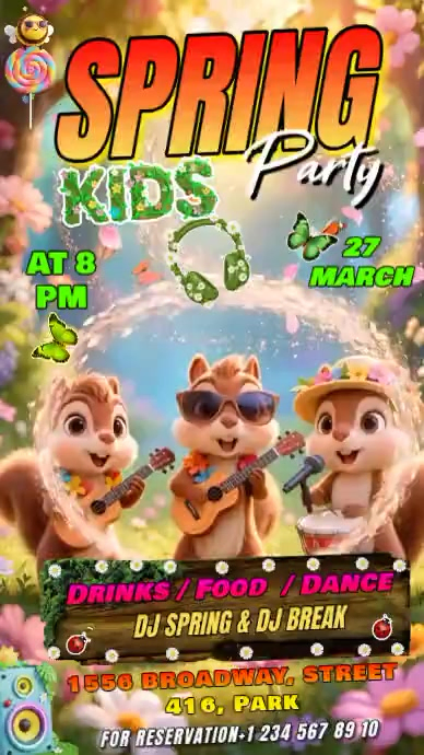 Kids Spring Garden Party Video Template | PosterMyWall