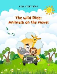 kids story book cover flyer animal theme template