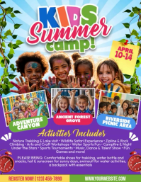 kids summer adventure fun camp Ulotka (US Letter) template