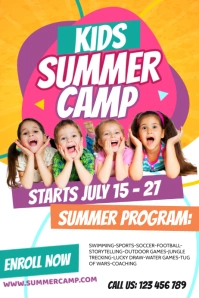 kids summer camp, summer camp, scouts Poster template