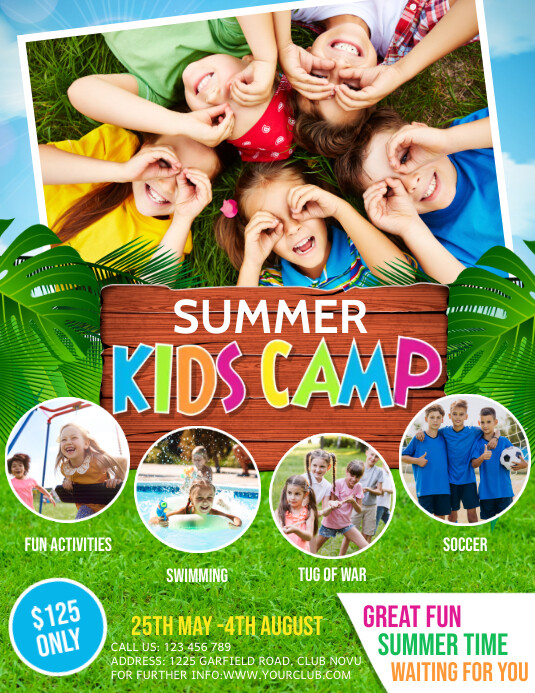 kids summer camp, summer camp, holidays Ulotka (US Letter) template