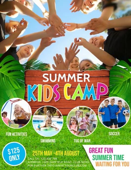 kids summer camp, summer camp, holidays Flyer (US Letter) template