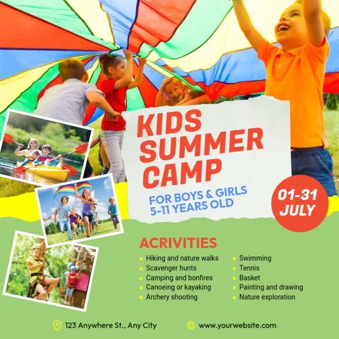 Kids Summer Camp Ad Tempalte Template | PosterMyWall