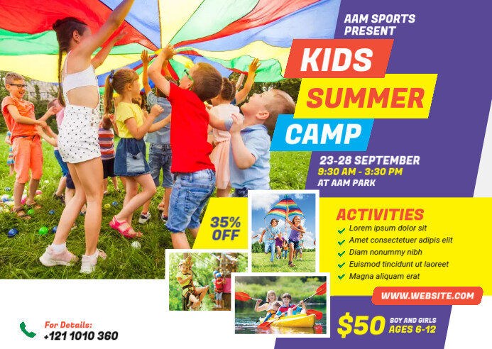 Effective Example Ad Camp Kids Summer Camp Ad Tempalte Template | PosterMyWall