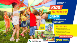Kids Summer Camp Ad Tempalte Twitter-Beitrag template