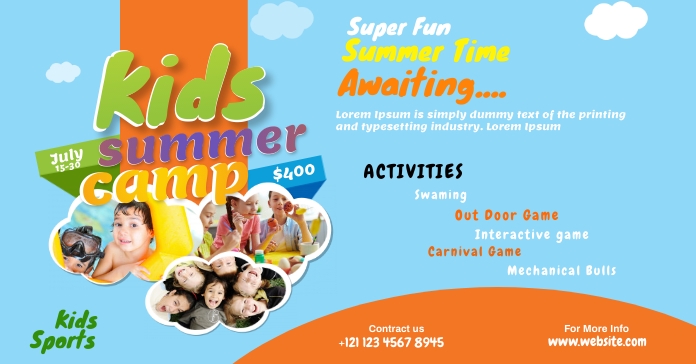 Kids Summer Camp ads Template | PosterMyWall